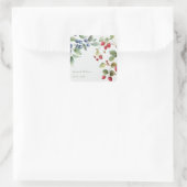 Romantische Sommerbeeren Hochzeitsticker Quadratischer Aufkleber (Tasche)