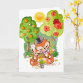 Romantische Sommerfox-Ehepaar Waldhochzeit Karte (Gelbe Blume)