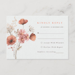 Romantische Sommerwiese Blume Hochzeit RSVP Card Begleitkarte