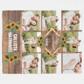 Romantische Sonnenblume Gold Weißes Paar Foto Coll Fleecedecke (Vorderseite (Horizontal))