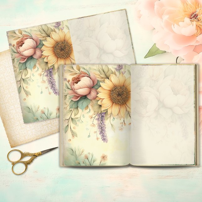 Romantische Sonnenblume & rosafarbene Pfingstrose  (Von Creator hochgeladen)