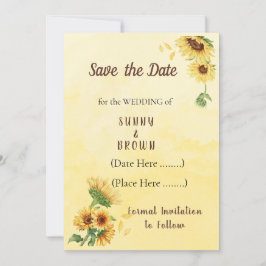 Romantische Sonnenblume Rustikal Gelb Save The Date