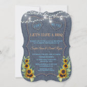 Romantische Sonnenblumen Denim String Lights I DO Einladung (Vorderseite)