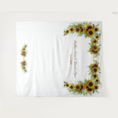 Romantische Sonnenblumen Hochzeitsholz-Foto Wandteppich (Vorderseite (Horizontal))