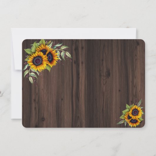 Romantische Sonnenblumen Holz Hochzeit retten das Save The Date (Rückseite)