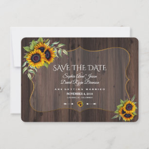 Romantische Sonnenblumen Holz Hochzeit retten das Save The Date