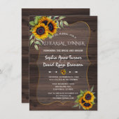 Romantische Sonnenblumen Probe Dinner Einladung (Vorne/Hinten)