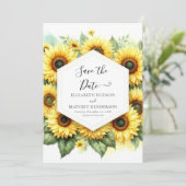 Romantische Sonnenblumenhochzeit Save The Date (Stehend Vorderseite)