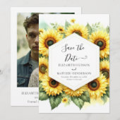 Romantische Sonnenblumenhochzeit Save The Date (Vorne/Hinten)