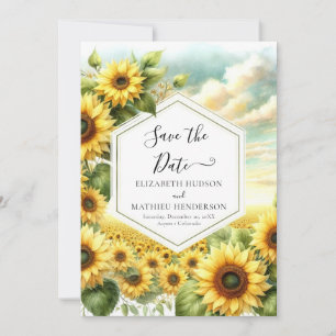 Romantische Sonnenblumenhochzeit Save The Date