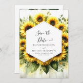 Romantische Sonnenblumenhochzeit Save The Date (Vorne/Hinten)