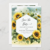 Romantische Sonnenblumenhochzeit Save The Date (Vorne/Hinten)