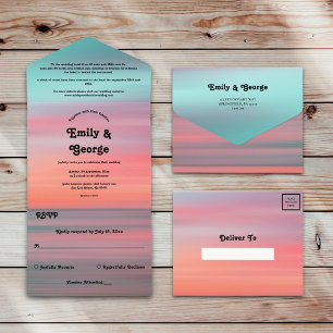 Romantische Sonnenuntergang Blue Sky Beach Hochzei All In One Einladung