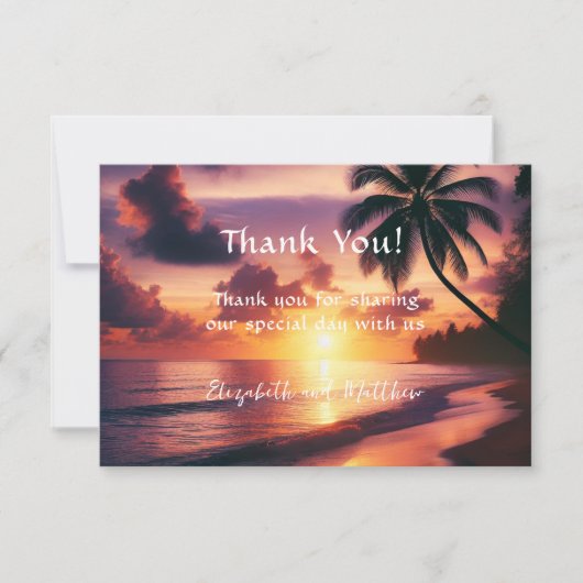 Romantische Sonnenuntergang Dankeskarte (Vorderseite)