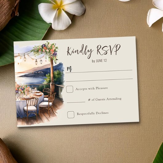 Romantische Sonnenuntergang-Hochzeit RSVP Karte