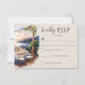 Romantische Sonnenuntergang-Hochzeit RSVP Karte (Vorderseite)