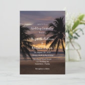 Romantische Sonnenuntergang-Hochzeitsfeier Einladung (Stehend Vorderseite)