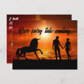 Romantische Sonnenuntergang Märchen Save the Date Ankündigungspostkarte (Vorne/Hinten)