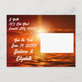 Romantische Sonnenuntergang Märchen Save the Date Ankündigungspostkarte (Rückseite)