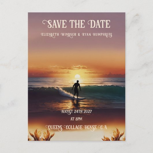 Romantische Sonnenuntergang mit tropischer Eleganz Postkarte (Vorderseite)