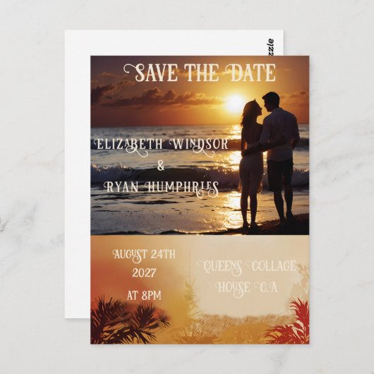 Romantische Sonnenuntergang mit tropischer Eleganz Postkarte (Vorne/Hinten)