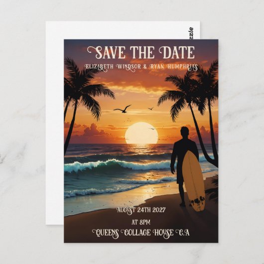 Romantische Sonnenuntergang mit tropischer Eleganz Postkarte (Vorne/Hinten)