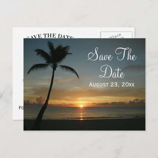 Romantische Sonnenuntergang Save the Date Hochzeit Ankündigungspostkarte (Vorne/Hinten)