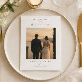 Romantische Sonnenuntergangs-Hochzeit Save The Dat Date