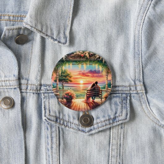 Romantische Sonnenuntergangs-Veranda-Illustration Button (Beispiel)