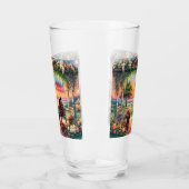 Romantische Sonnenuntergangs-Veranda-Illustration Glas (Links)