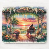 Romantische Sonnenuntergangs-Veranda-Illustration Mousepad (Vorne)