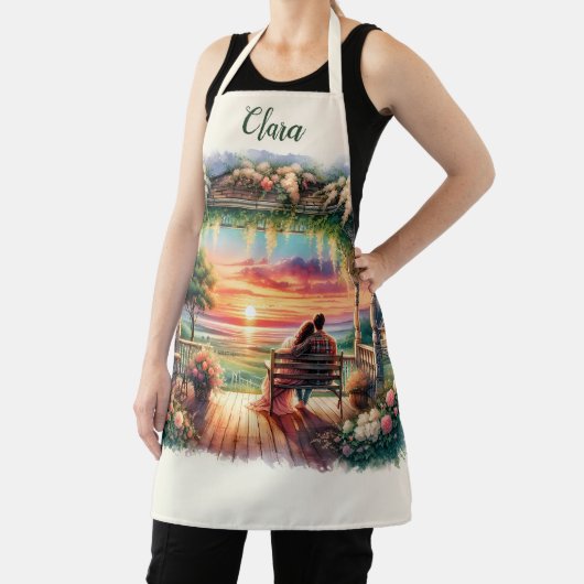 Romantische Sonnenuntergangs-Veranda-Illustration Schürze (InSitu)