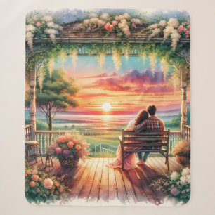 Romantische Sonnenuntergangs-Veranda-Illustration Sherpadecke