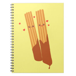 Romantische Spanische Churros mit Schokolade Notizblock