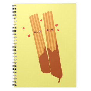 Romantische Spanische Churros mit Schokolade Notizblock