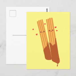 Romantische Spanische Churros mit Schokolade Postkarte