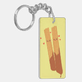 Romantische Spanische Churros mit Schokolade Schlüsselanhänger (Vorderseite links)