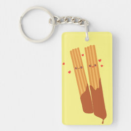 Romantische Spanische Churros mit Schokolade Schlüsselanhänger