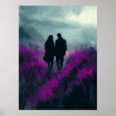 Romantische Spaziergänge durch Lila Felder in Kohl Poster (Vorne)