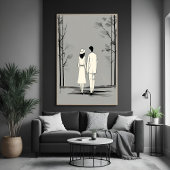 Romantische Spaziergänge Minimalistische Linie Art Poster