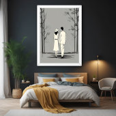 Romantische Spaziergänge Minimalistische Linie Art Poster