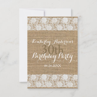 Romantische Spitzen und Burlap - 30. Geburtstag Pa Einladung