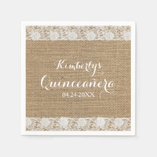 Romantische Spitzen und Burlap Quinceñera Papier N Serviette