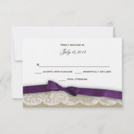 Romantische Spitzen und dunkle Lila Reaktion RSVP Karte