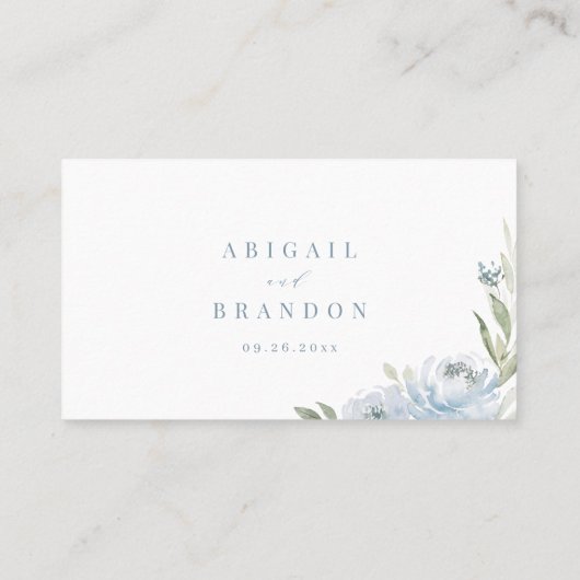 Romantische staubblaubläuliche Website Beipackkart Platzkarte (Rückseite)