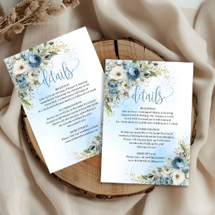 Romantische staubblaue florale goldene Hochzeitsde RSVP Karte