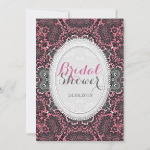 Romantische Staubige Pink Vintage Damast Brautpart Einladung