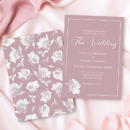 Romantische staubige Pink-Weiße-Floral-Hochzeit Einladung