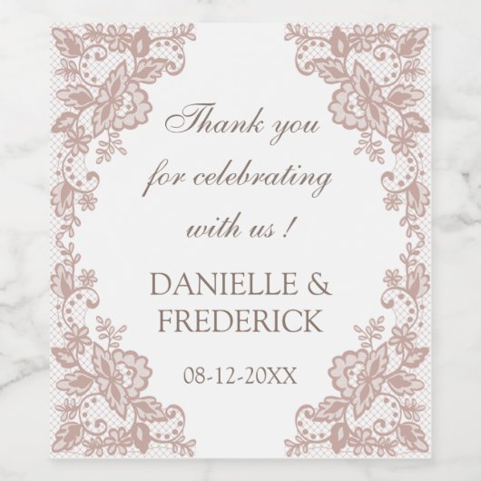 Romantische staubige Rose Weinetikett (Einzelnes Label)