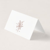 Romantische Staubrose Botanische Hochzeitsplatzkar (Rückseite)